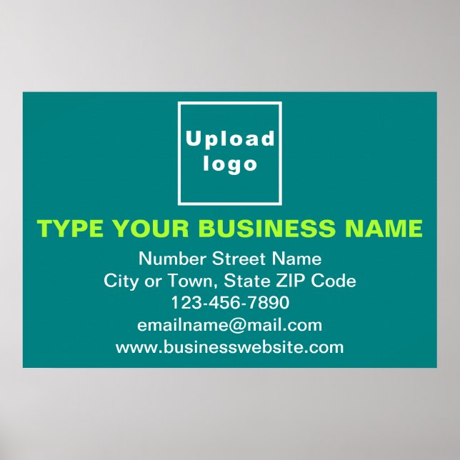 Business Brand on Teal Green Rectangle Poster (Front)