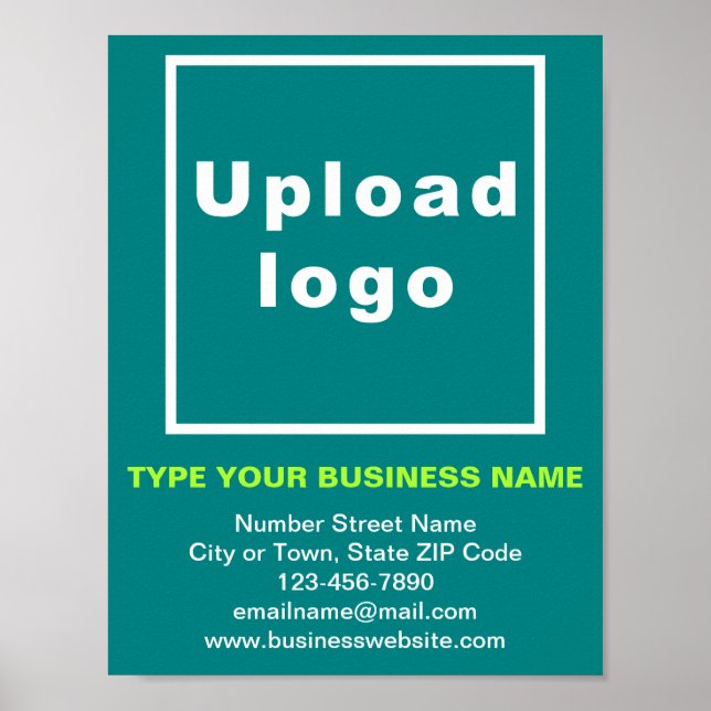 Business Brand on Teal Green Small Poster (Front)