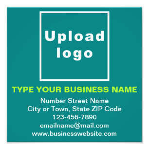 Business Brand on Teal Green Square Photo Print