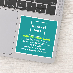 Business Brand on Teal Green Square Vinyl Sticker