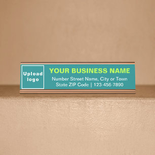 Business Brand on Teal Green Standard Desk Name Plate