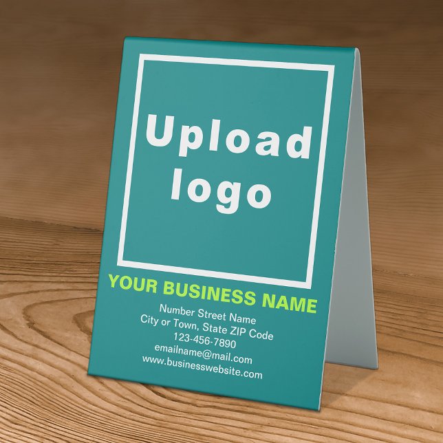 Business Brand on Teal Green Table Sign (Creator Uploaded)