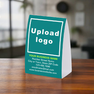 Business Brand on Teal Green Tent Style Table Sign