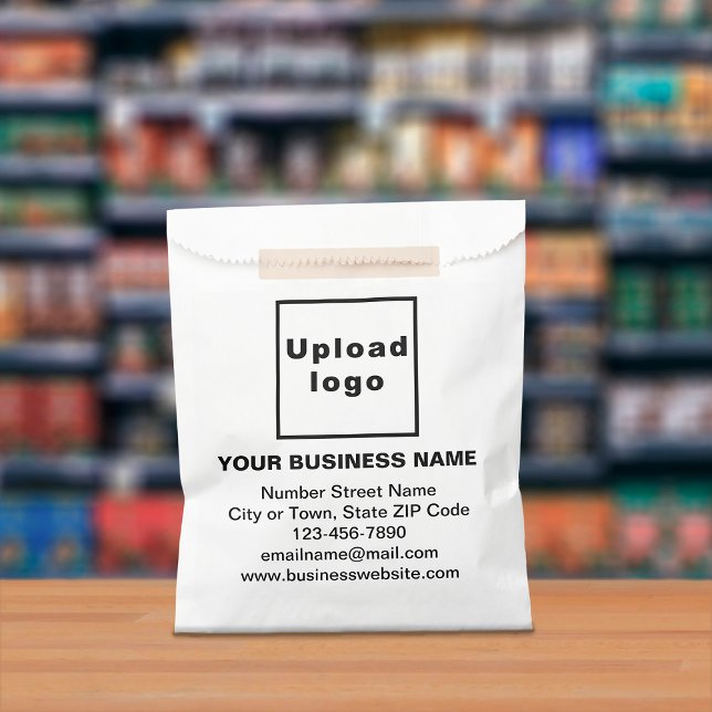 Business Brand on White Paper Bag (White paper bag with your business brand displayed in a store)