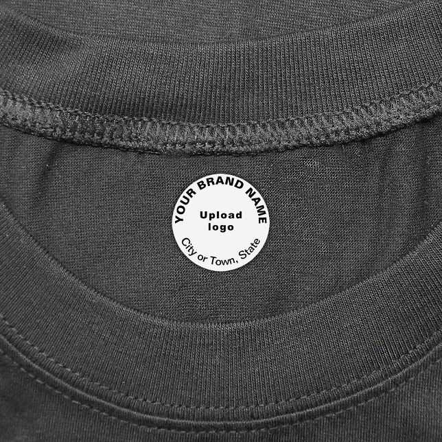 Business Brand on White Round Clothing Label (Small white round clothing label with your business brand)