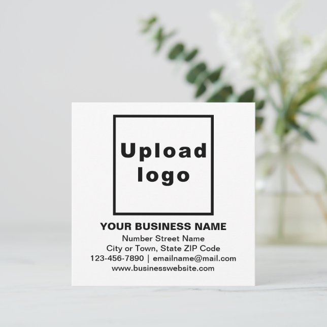 Business Brand on White Square Flat Note Card (Standing Front)