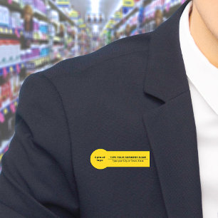 Business Brand on Yellow Badge Shape Name Tag