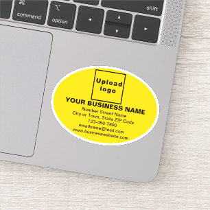 Business Brand on Yellow Oval Shape Vinyl Sticker
