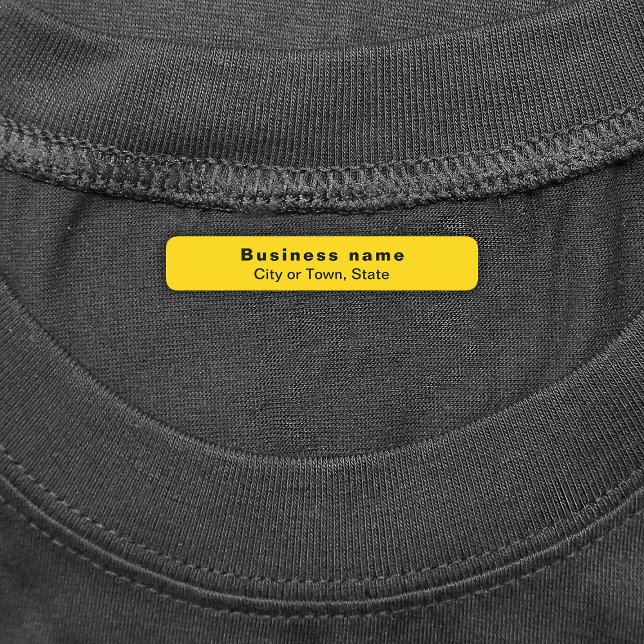 Business Brand on Yellow Rectangle Iron On Label (Yellow rectangle iron on label with your business brand)