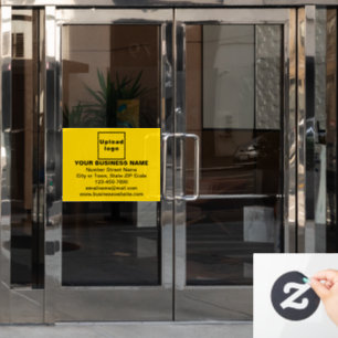 Business Brand on Yellow Rectangle Window Cling