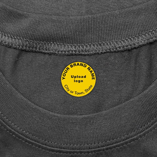 Business Brand on Yellow Round Clothing Label (Small yellow round clothing label with your business brand)