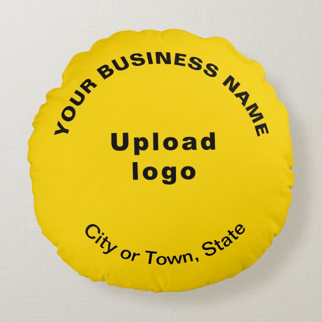 Business Brand on Yellow Round Throw Pillow (Front)
