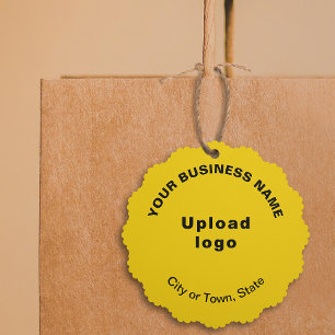 Business Brand on Yellow Scalloped Paper Tree Decoration Card