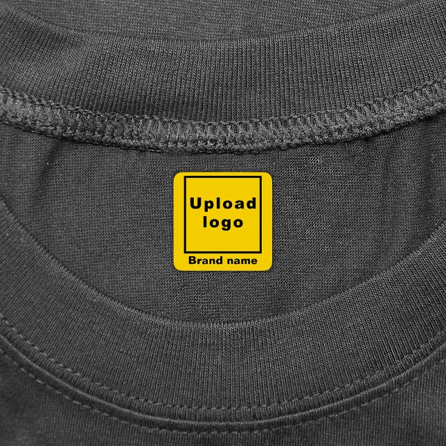 Business Brand on Yellow Square Clothing Label (Yellow square clothing label with your business brand)