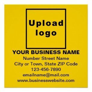 Business Brand on Yellow Square Glossy Poster