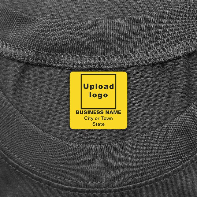 Business Brand on Yellow Square Iron On Label (Yellow square iron on label with your business brand)