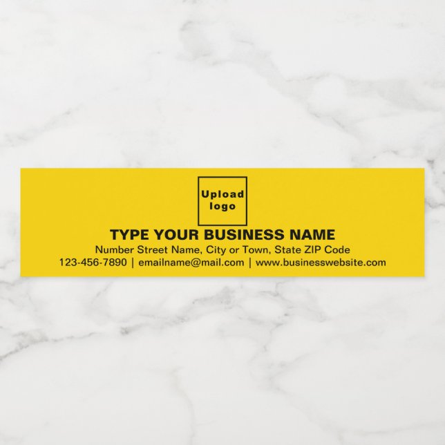 Business Brand on Yellow Water Bottle Label (Single Label)