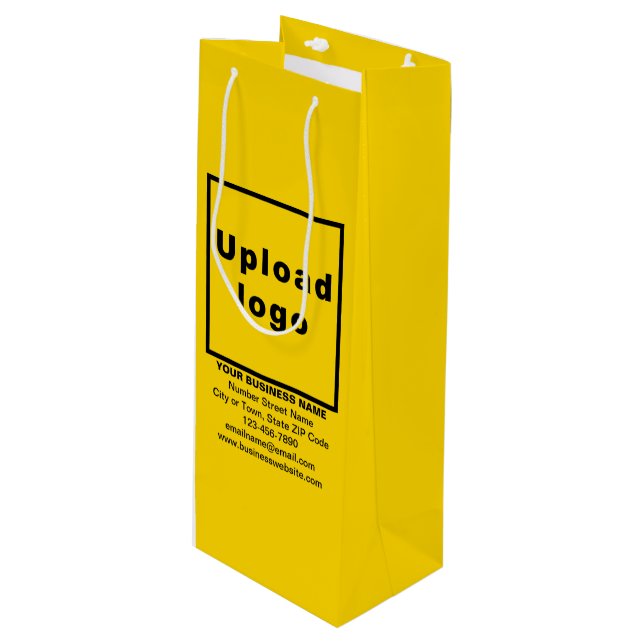 Business Brand on Yellow Wine Gift Bag (Front Angled)