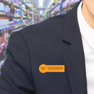 Business Brand Orange Badge Shape Name Tag
