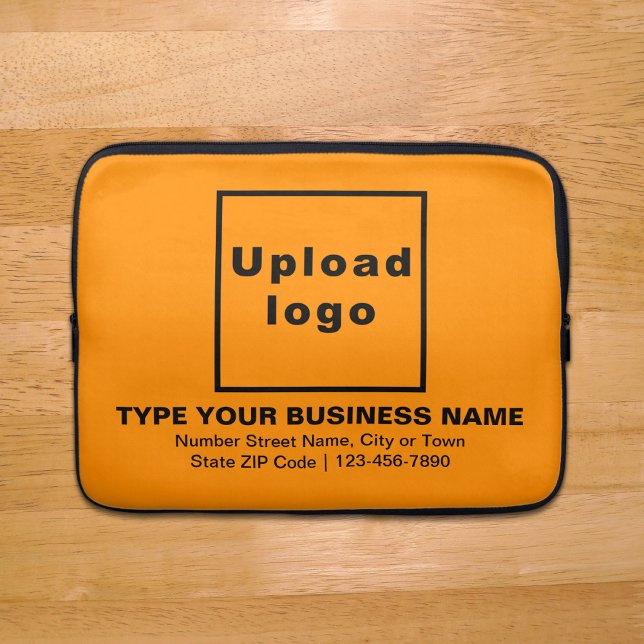 Business Brand Orange Colour Laptop Sleeve (Your business brand on orange color laptop sleeve.)