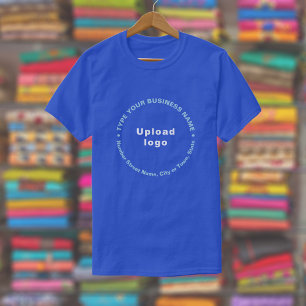 Business Brand Round Pattern Texts on Blue T-Shirt