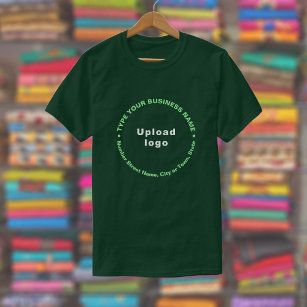 Business Brand Round Pattern Texts on Forest Green T-Shirt