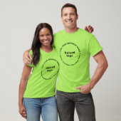 Business Brand Round Pattern Texts on Lime Green T-Shirt (Unisex)