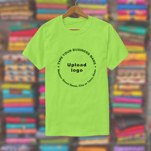 Business Brand Round Pattern Texts on Lime Green T-Shirt