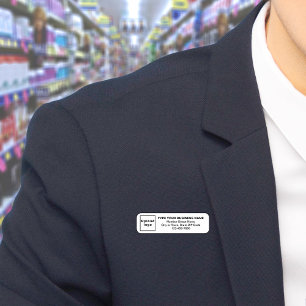 Business Brand White Long Rectangle Name Tag