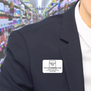 Business Brand White Rectangle Name Tag