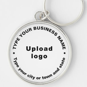 Business Brand White Round Premium Keychain
