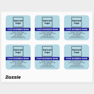Business Brand With Highlight on Light Blue Square Sticker