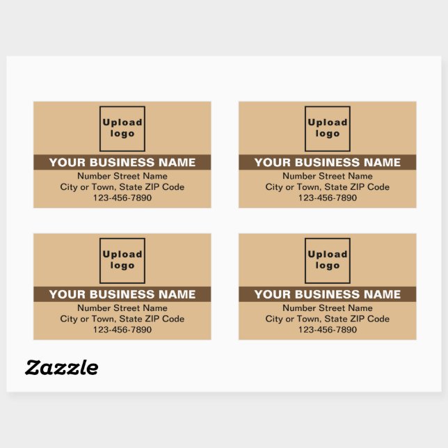 Business Brand With Highlight on Light Brown Rectangular Sticker (Sheet)