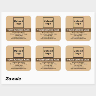 Business Brand With Highlight on Light Brown Square Sticker