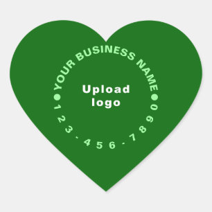 Business Brand With Phone Number on Green Heart Sticker