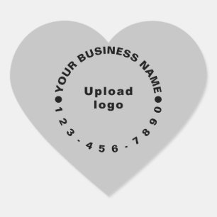 Business Brand With Phone Number on Grey Heart Sticker
