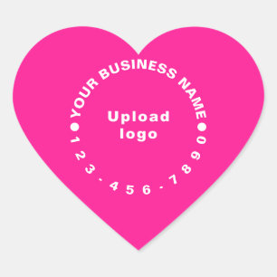 Business Brand With Phone Number on Pink Heart Sticker