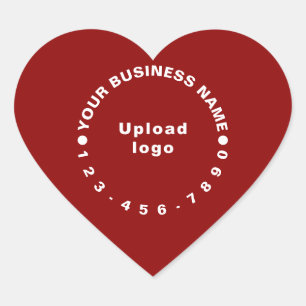 Business Brand With Phone Number on Red Heart Sticker