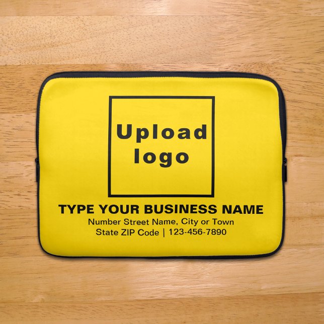 Business Brand Yellow Laptop Sleeve (Your business brand on yellow laptop sleeve.)