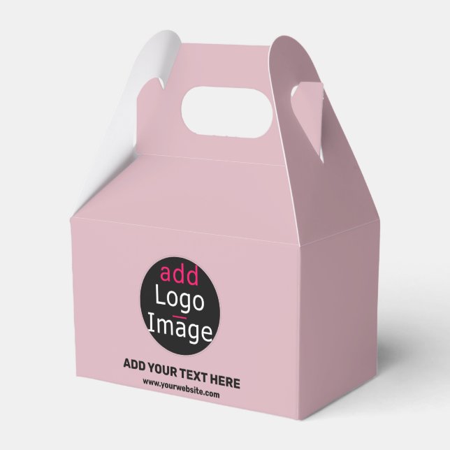Business Branding Customisable Dusty Rose Pink Favour Box (Front Side)
