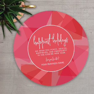 Business Branding - Mod Abstract red pink Happy Holiday Card