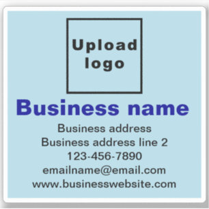 Business Branding On Light Blue Square Vinyl