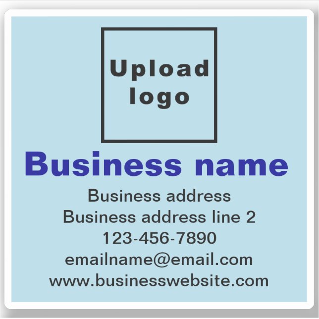 Business Branding On Light Blue Square Vinyl (Front)