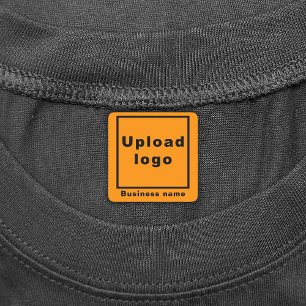 Business Branding On Orange Square Iron On Labels