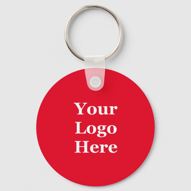 Business Bright Red Your Logo Here Template Key Ring (Front)