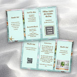 Business Brochure Holistic Blue Wood Spa<br><div class="desc">Small, business brochure to customise on both sides and fold into thirds. Light blue wood grain background with shells and a spa theme. Each side of this 5x8 size paper has three sections with text templates, which are light blue with brown text. Also add a logo, QR code, and /...</div>