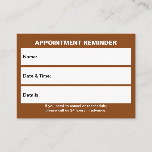 Business Brown Appointment Card (Front)