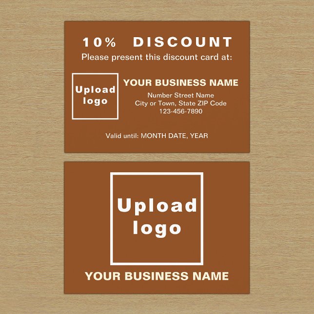 Business Brown Discount Card (Front and back sides of brown discount card for your business. Attract more customers or clients.)