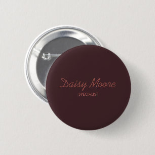 Business brown simple custom name 6 cm round badge