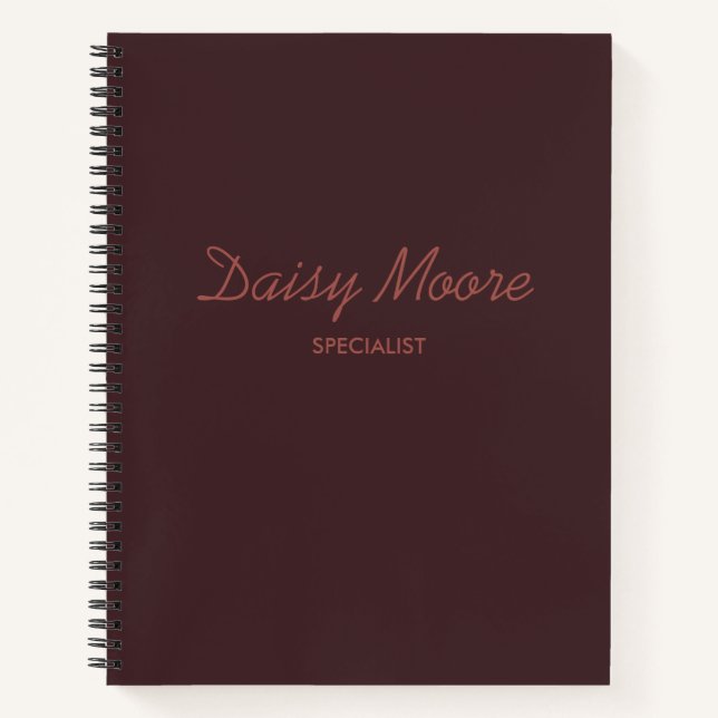 Business brown simple custom name notebook (Front)